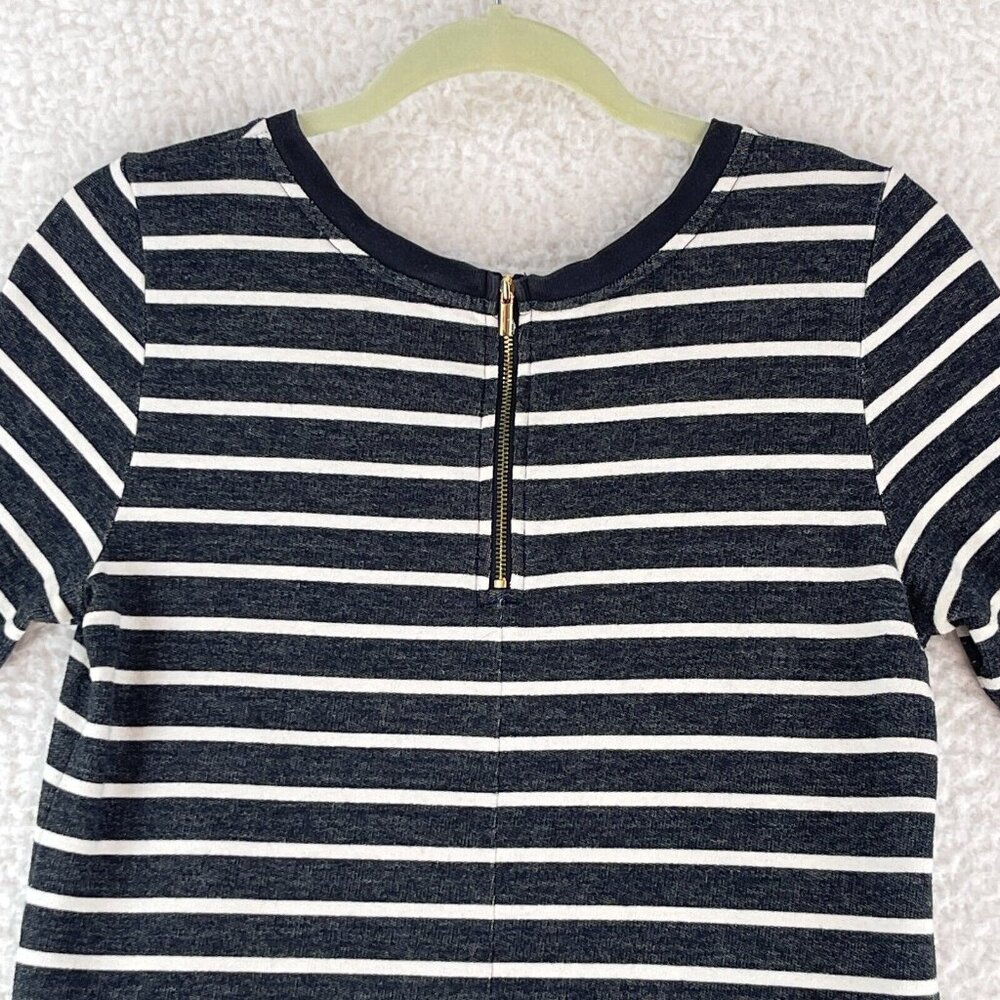 LOFT Dark Gray and White Striped Casual Dress - Picture 12 of 14